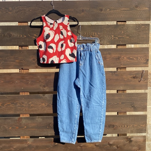 Zara Denim - Zara elastic waist hight rise jeans